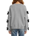 thumbnail image 5 of Girls Long Sleeve Sweatshirt Tops, Solid Color Bow Detail Pullover, Casual Everyday Clothing | Akmoler,Gray 11-12 Years, 5 of 6