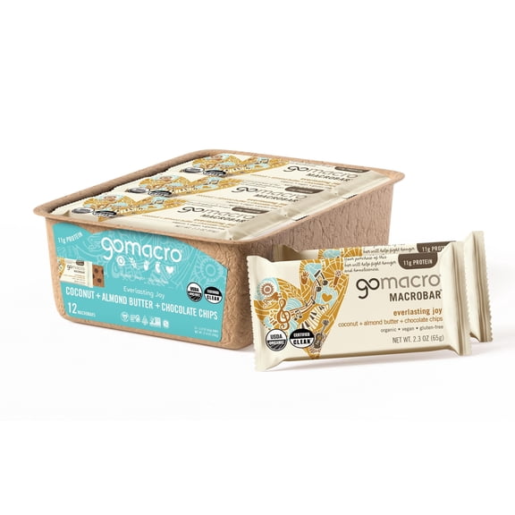 GoMacro Coconut   Almond Butter   Chocolate Chips MacroBar 12ct Tray