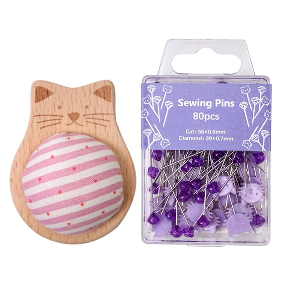 Pin Cushion with 80 Sewing Pin for Sewing Dressmaking Needlework Pin Holder and Long Straight Quilting Pin Set