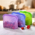 thumbnail image 4 of COM1950s Reusable Silicone Food Storage Bags, Microwave Safe, Freezer & Dishwasher Safe Airtight Standup Pouch for Meal Prep, Soup, Snacks, 4 of 7