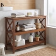thumbnail image 6 of ZENSTYLE 48" Wood 3-Tier Outdoor Console Table – Weather-Resistant Patio Shelf with X-Frame Support, Indoor/Outdoor Use, Coffee, 6 of 9