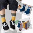 thumbnail image 5 of 5 pares de calcetines para niños de algodón suave lindo bloque de color transpirable media pantorrilla calcetines acolchados para niños niñas S, adecuados para 1 a 3 años, 5 of 5