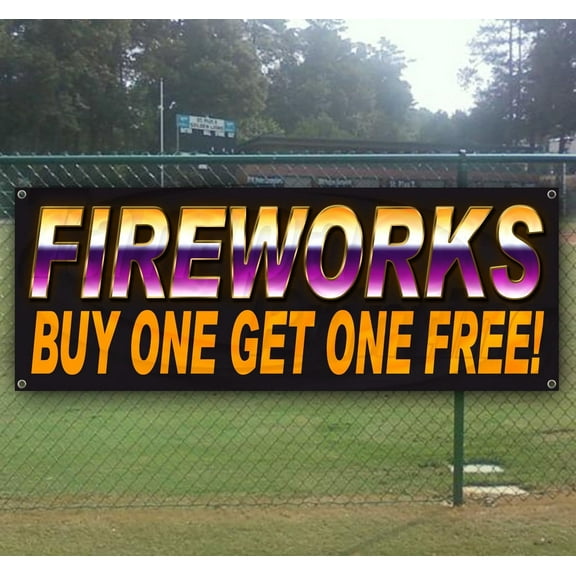 Bogo Fireworks 13 oz Vinyl Banner With Metal Grommets