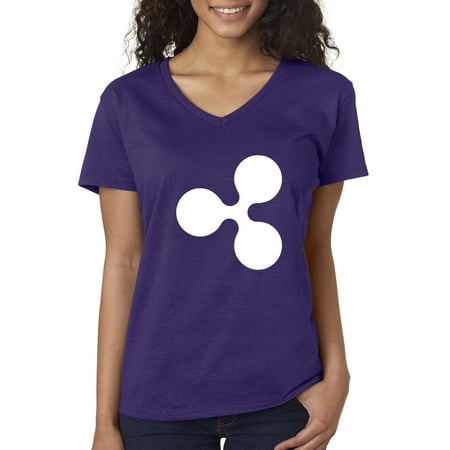 New Way 912 - Women's V-Neck T-Shirt Ripple Cryptocurrency Money Symbol XRP Logo XL (Best Way To Day Trade Cryptocurrency)