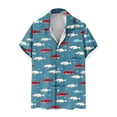 thumbnail image 6 of SGFCWSX Mens Hawaiian Shirt Printed Short Sleeve Button Up Casual Tropical Beach Shirt for Summer Vacation Blue Size 2XL, 6 of 7