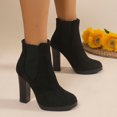 thumbnail image 3 of NECHOLOGY Botas Mujer Adulto Femenino Zapatos Botines mujer Moda mujer Flock otoño suela gruesa tacones cuadrados Slip On Botines cortos zapatos de punta redonda (Black, 8.5), 3 of 6