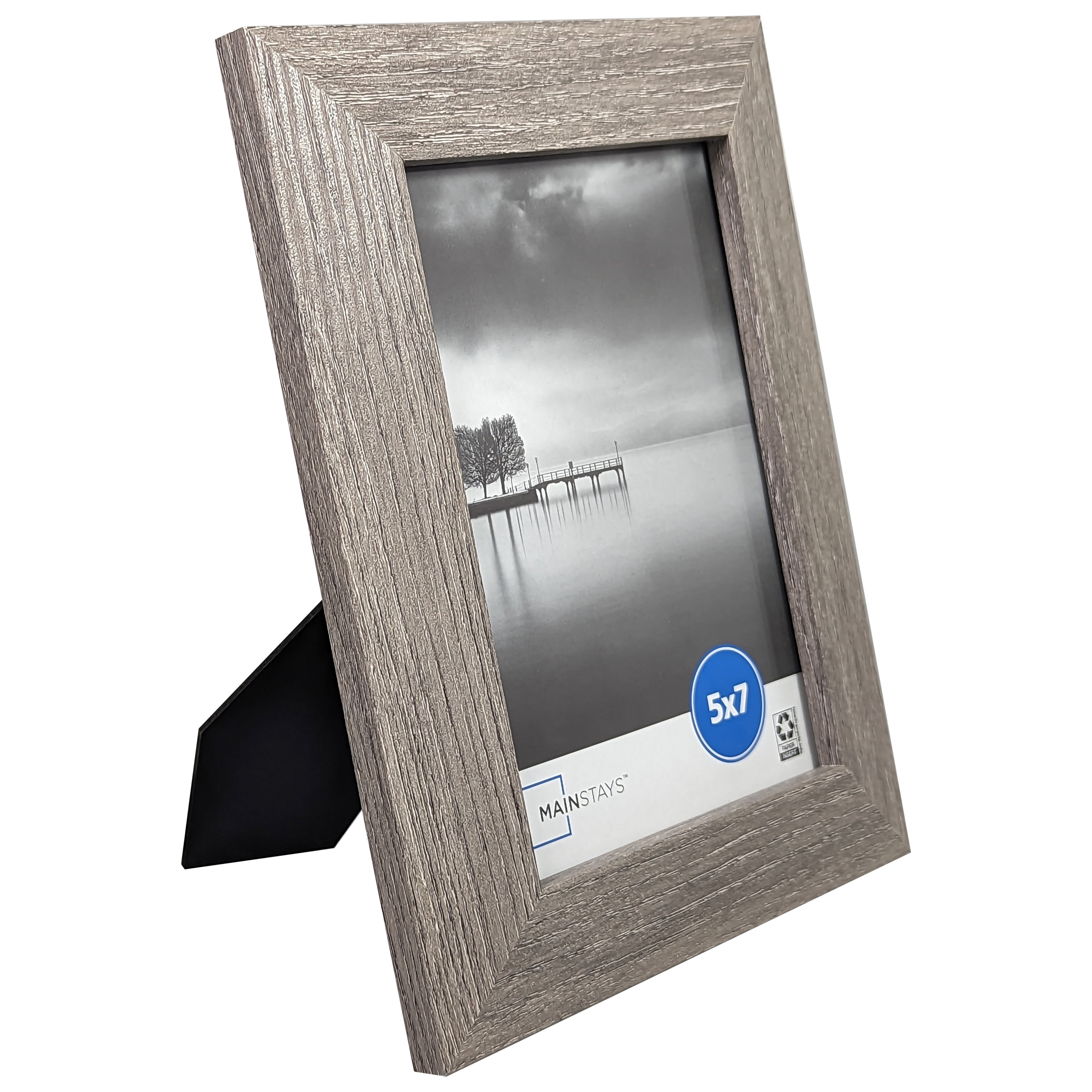 (2 pack) Mainstays 5x7 Wide Beveled Tabletop Picture Frame, Rustic Gray