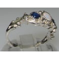 thumbnail image 3 of LBG British Made 10k White Gold Natural Opal & Sapphire Womens Trilogy Ring - 33 size options - Sizes 4 to 12 Available, 3 of 6