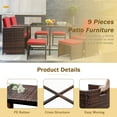 thumbnail image 4 of Vineego 9-Pieces Traditional Steel Waterproof Dining Furniture Sets Red, 4 of 9