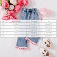 thumbnail image 4 of UYYX Girls Jeans Little Girls Light Wash Girly Bell Bottom Jeans Cuff Comfort Casual Pants for Autumn Spring（Blue,5 Years）, 4 of 5