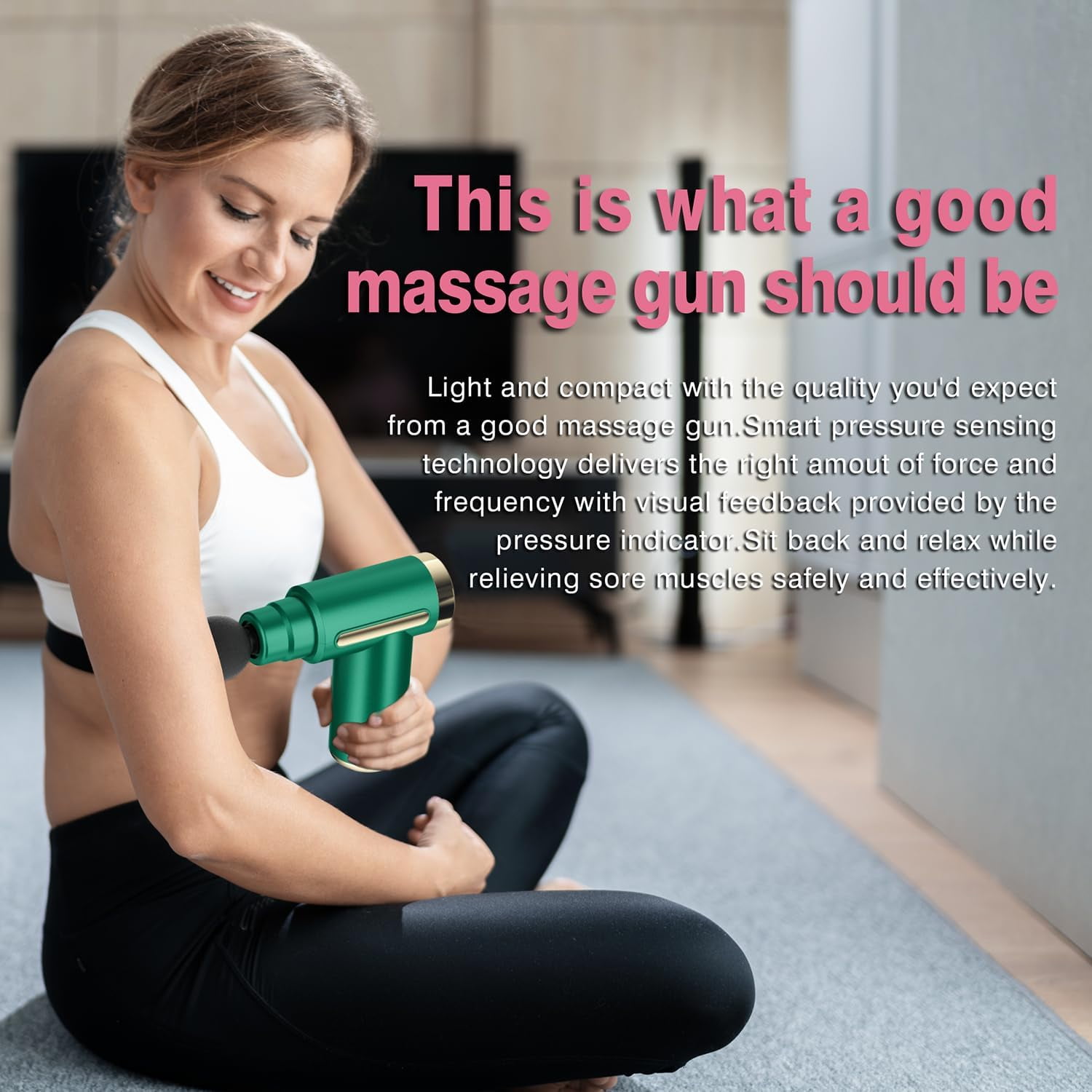 Massage Gun, Small Travel Tool, Massage Gun Deep Tissue,Percussion Handheld Portable Muscle Massager Tool for Full Body Pain Relief, Ideal Gifts for Men, Women(Green)