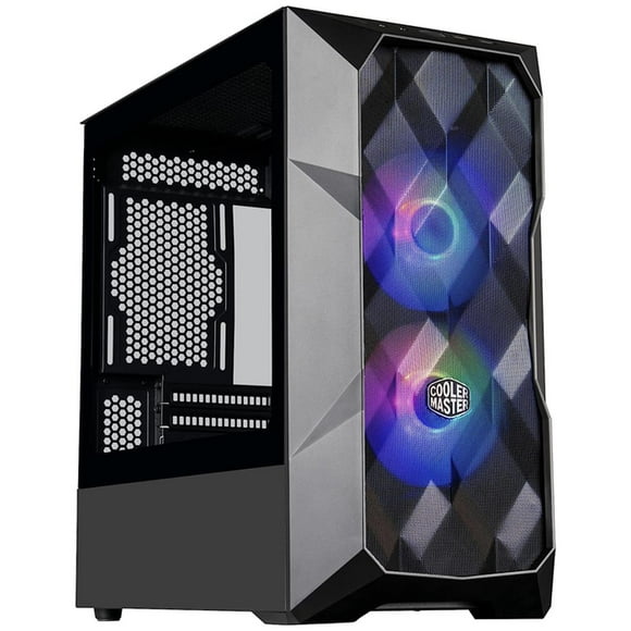 Gabinete Gamer COOLER MASTER MasterBox TD300 Mesh Micro ATX 2 Fan Cristal Templado ARGB Negro Cooler Master Mini Torre Mstercase TD300 3D Poligonal Panel de Vidrio Templado TD300 KGNN S00