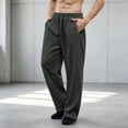 thumbnail image 3 of Mens Sweatpants Wide Leg Cotton Fleece Fall Winter Pants with Pockets Adjustable Tie Waist Loose Casual Sports (XL, Dark Gray), 3 of 6