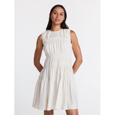 Time and Tru Women's Smocked Sleeveless Mini Dress, Sizes XS-XXXL