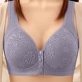 thumbnail image 2 of Women 1PC Wirefree Front Closure Breathable Bras, Daily, Everyday Bra, No Underwire, Gathering Support, Lift, Cotton Feel Comfy Bra for Large Cup Women | TruBelle,Blue L, 2 of 8