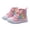 Clear, variant on Toddler Girls Rainbow Glitter High-Top Canvas Sneakers Hook and Loop Casual Walking Shoes Size:3-3.5 Years