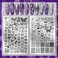 thumbnail image 3 of 2 placas para estampar uñas con diseño de mariposas (140 diseños diferentes) con plantilla artística de flores y mariposas, incluye herramienta raspadora de silicona., 3 of 7