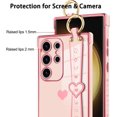thumbnail image 3 of Stand Phone Case for Samsung Galaxy S23 Ultra, Cute Heart Pattern for Women Girls Wrist Strap Band Kickstand Holder Soft Plating Bumper Anti-Scratch Protective Cover - Pink, 3 of 12