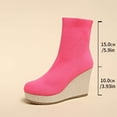 thumbnail image 4 of Platform Wedge Boots for Women Casual Stretch Knit Sock Booties Round Toe Slip on Fall Winter Ankle Boots High Heels Hot Pink Size 8.5, 4 of 7