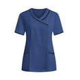thumbnail image 2 of Women Tops Fashion Sawvnm Women's Nurses Tunic Uniform Clinic Carer V-Neck Protective Clothing Tshirts for Women Dark Blue S, 2 of 9