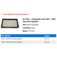 thumbnail image 2 of Air Filter - Compatible with 2005 - 2008 Chevy Uplander 2006 2007, 2 of 2