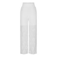 thumbnail image 4 of Women's Wide Leg Pants Trousers Slacks Elastic Waistband Flowy Palazzo Bottoms Solid Color Soft Stretchy Casual Daily Lounge Home Beach Vacation Travel Essentials | Aestivo,White M, 4 of 8