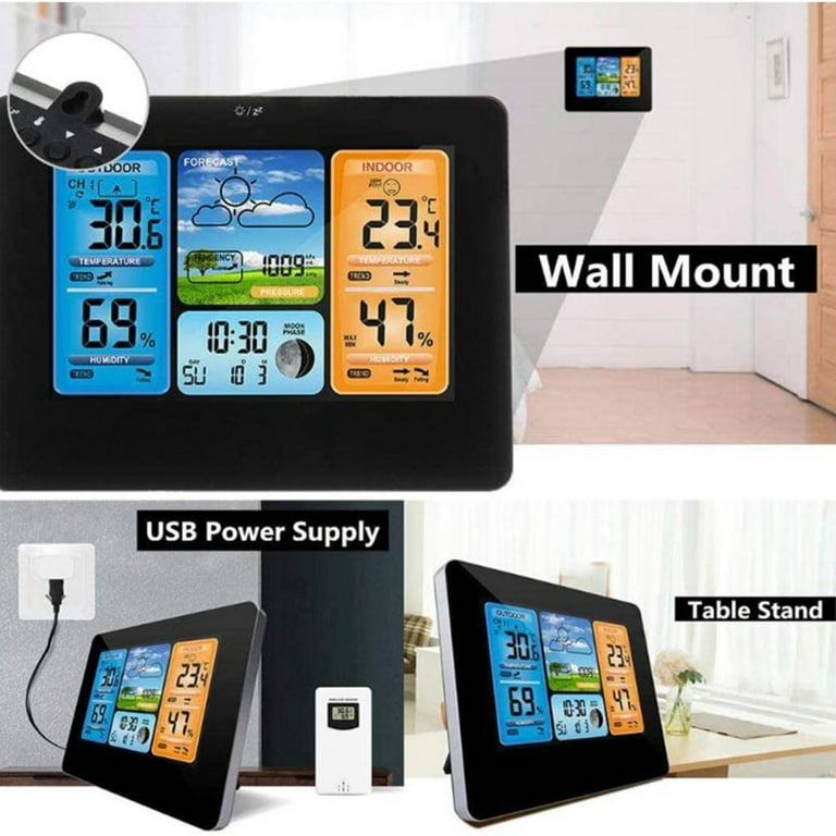 Color Screen WiFi Weather Station APP Control Smart Weather Monitor Barometer  Indoor Outdoor Digital Temperature Humidity Meter - AliExpress
