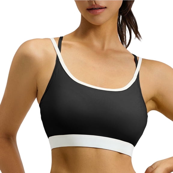 Women's Sports Bra Padded Push Up Ultra Soft Crossed Double Straps Bras Full Coverage Medium-Low Support Yoga Bra