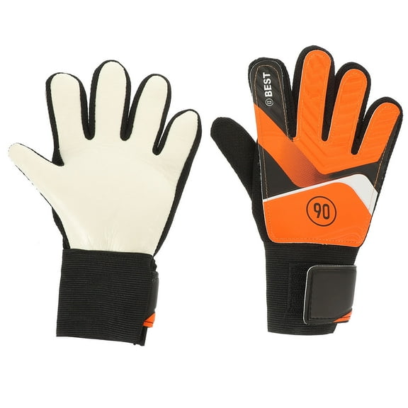 NIAIZEK 1Pair Soccer Goalkeeper Glove with PU Palm and Flexible Back in Orange for Match Use