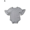 thumbnail image 3 of PULLIMORE Newborn Infant Baby Girls Clothes Long Flared Sleeve Romper Jumpsuit Bodysuit for 0-24 Months Baby (Gray), 3 of 9
