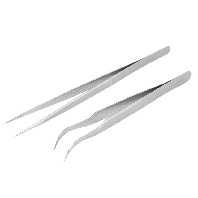 Tweezers, Contain Two Types Straight Tweezers Stainless Steel High Accuracy 2Pcs For Home Beauty Shopsalon