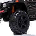thumbnail image 4 of Coche eléctrico infantil 12V UTV todoterreno - Control remoto para padres - Suspensión de resorte, luces LED - Música, cinturón de seguridad, puertas abatibles, puerto AUX - Regalo ideal - Negro, 4 of 7