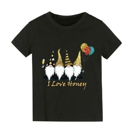 

Boys Girls Bee Festival Cartoon Letter Printed Honey Short Sleeve T-Shirt 1-10Y Children