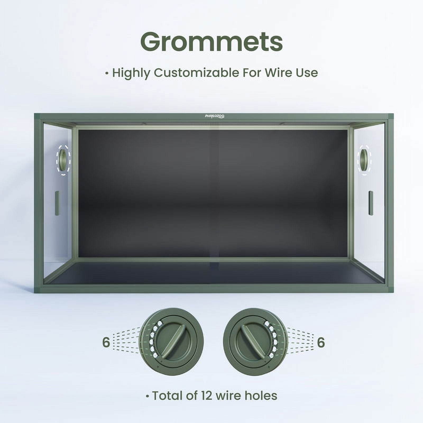 Phailozoo 120-Gallon Terrarium, Front Opening Reptile Enclosure with Top Screen Ventilation, 4x2x2
