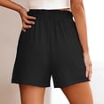 thumbnail image 5 of Linen Shorts for Women Summer Casual Elastic High Waist Wide Straight Leg Loose Fit Lightweight Beach Shorts with Pockets, 5 of 6