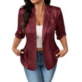 thumbnail image 4 of Wensltd Vestes à Manches Longues pour Femmes Automne Haut Décontracté Couleur Unie Design Simple Coupe Ample Léger Blouses Habillées Rouges TG, 4 of 9