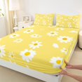 thumbnail image 3 of Homewish Vibrant Yellow Daisy Bed Sheets for Teen, Groovy Flower Floral King Sheets, Cute Cartoon Theme Breathable Home Decor, 4pcs, 3 of 7