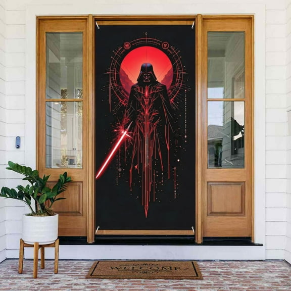 Darth Vader Door Cover Banner Decor Wall Hanging Background For Party Door Indoor Porch (35.4 X 72.8 Inches)