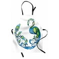 thumbnail image 1 of Peacock Apron Peacock Colorful Fashion Curvy Pattern Tropical Summer Blossom Flourish Artful, Unisex Kitchen Bib Apron with Adjustable Neck for Cooking Baking Gardening, Blue Green Pink, by Ambesonne, 1 of 3