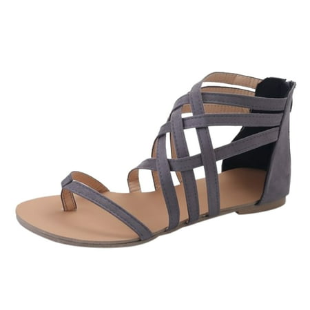 

HGWXX7 Sandals For Women Summer Fashion Womens Flat Summer Zipper Beach Open Toe Breathable Sandals Shoes Stylish Shoes