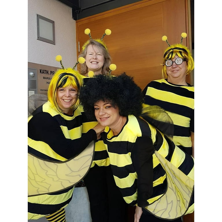 Halloween Women Bee Costume Set Bumble Bee Wings Dress up Knee
