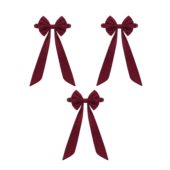 PLPPYFS 3pc Chair Sashes Decorative Bows Chair Sashes Ties Back Ribbon Bows, Red Elastic Spandex Chair Bows Sashes for Wedding, Party, Birthday, Event, Trade Show Decorations