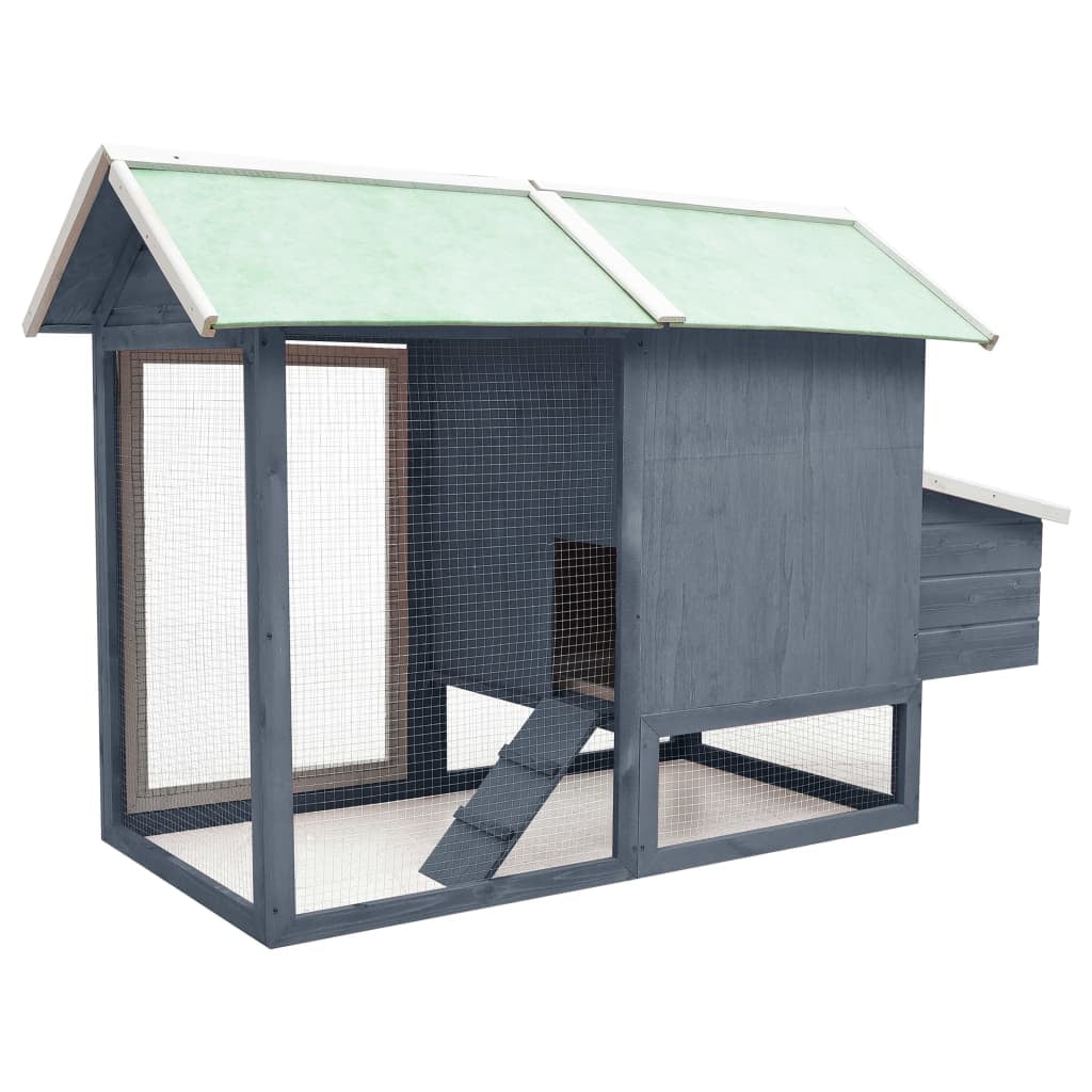vidaXL Rabbit Hutch Bunny Cage with Pull Out Tray Rabbit Enclosure Solid Wood