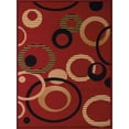 thumbnail image 2 of Designer Home Soft Transitional Indoor Modern Area Rug Rings Donuts - Actual Size: 5' 3" x 7' 2" Rectangle (Red), 2 of 5
