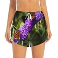 thumbnail image 2 of Picia butterfly bush flower Pattern Women's 2 in 1 Athletic Running Shorts High Waisted Workout Casual Gym Sweat Shorts with Comfy Liner Zipper Pockets-Large, 2 of 7