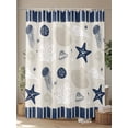 thumbnail image 4 of Boanket Polyester Fabric Navy Blue Coastal Shower Curtain, Ocean Nautical Starfish Coral Striped Waterproof Bathtub Curtain Bathroom Decor Set with Hooks 72 x 84 Inches,, 4 of 6
