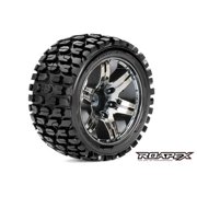 Roapex R/C R2002-CB0 Tracker 1/10 Stadium Truck Tire Chrome Black Wheel with 0 O
