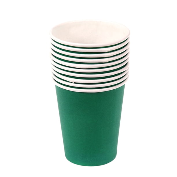 100 vasos de papel desechables de colores para manualidades, gruesos, para niños (verdes)