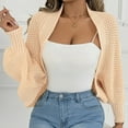 thumbnail image 3 of DAFPZW Women's Cropped Cardigan Sweater Long Sleeve Open Front Crochet Knit Shrug for Women Fall Cardigans, 3 of 8
