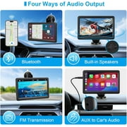 Wireless Carplay Screen for Car, 7 HD Touch Screen Portable Car Stereo for Carplay & Android Auto, Pantalla para Carros with Bluetooth, AUX, FM Transmitter, Voice Control